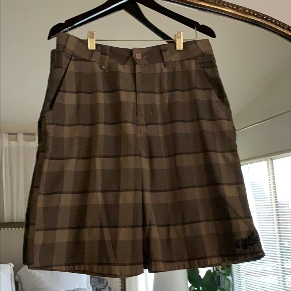 O’Neil Brown Plaid Athletic Shorts